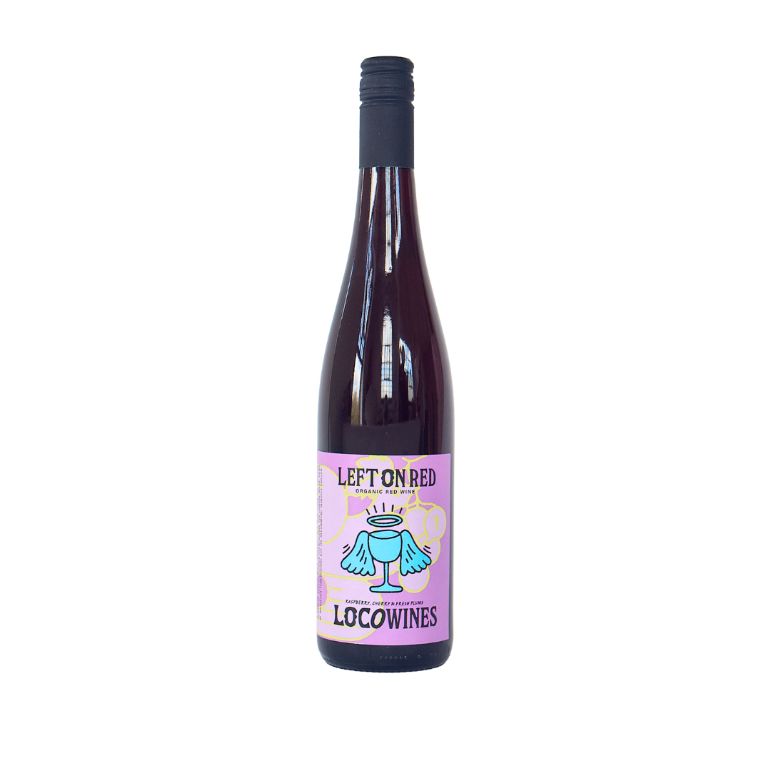 Left on Red easy drinking chilled organic red wine bottle by Loco Wines product shot